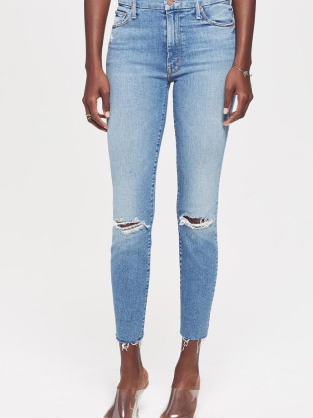 MOTHER High Waisted Looker Ankle Fray Thrilling Shots Destroyed-26-MSRP $238